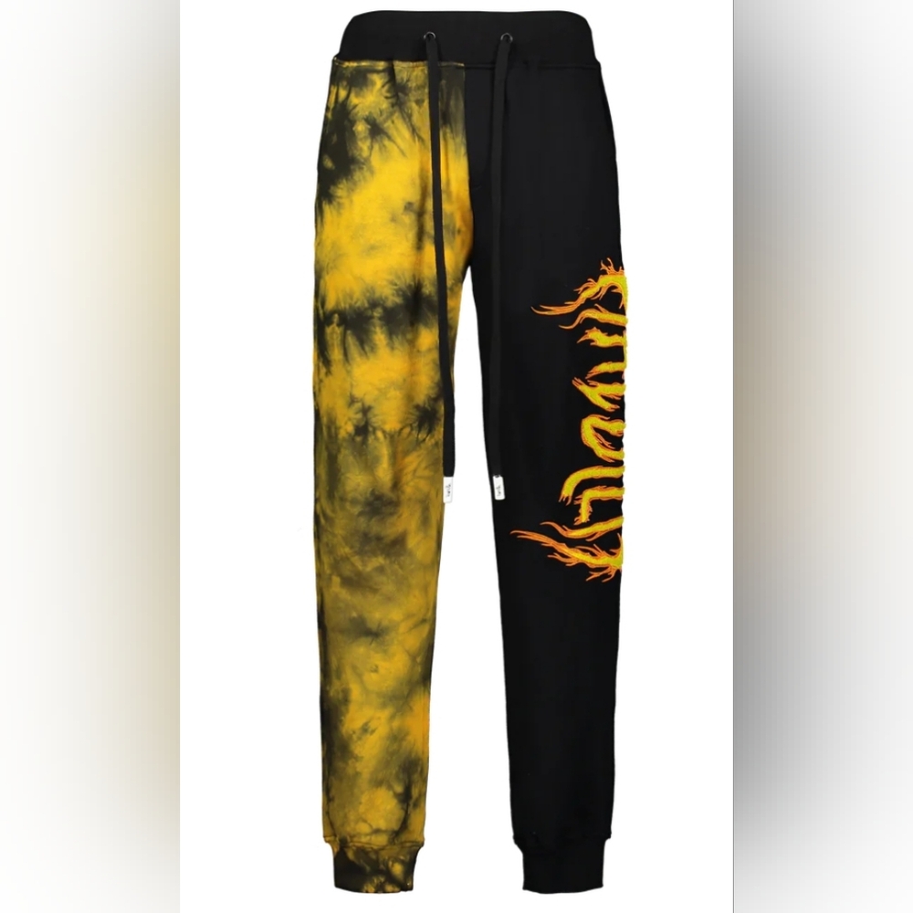 Haculla Flames Knit Joggers Sweats Black Orange Men's Size Medium